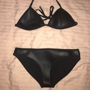 Black Neoprene Triangle Style Bikini